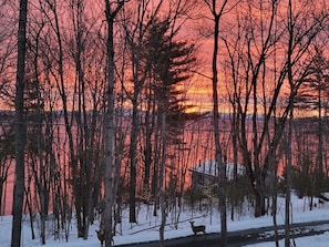 Sunrise over Lake Champlain. View from the front deck.