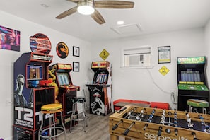 The game room! 6 arcade games including - NBA Jam, Golden Tee, Mortal Kombat,