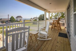 Front Covered Porch with Water Views