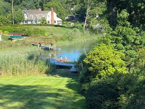 Garden, dock and kayak