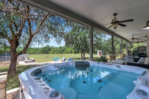 Private hot tub on the back porch.