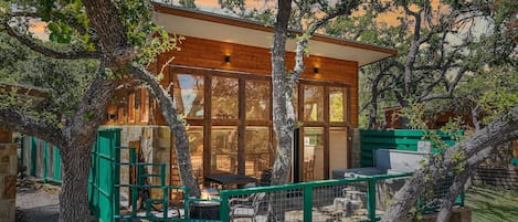 Private deck space on the front of the Terra Casita cabin.