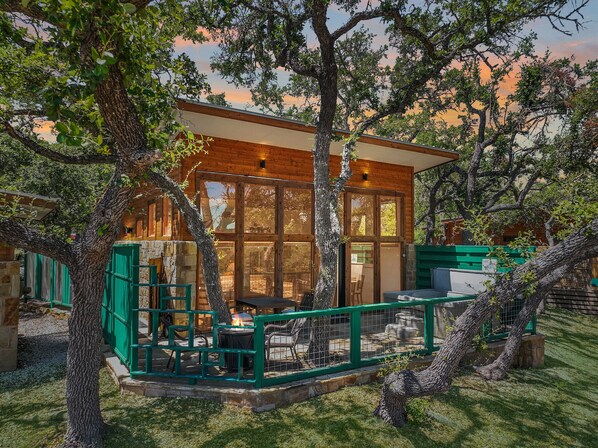 Private deck space on the front of the Terra Casita cabin.