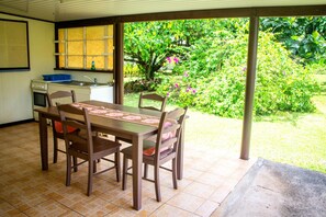 The outdoor kitchen