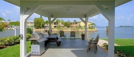 Gazebo grilling area on property and a wonderful place to watch sunsets 