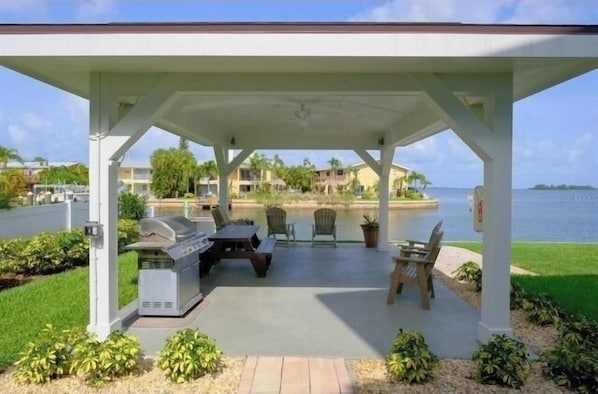 Gazebo grilling area on property and a wonderful place to watch sunsets 