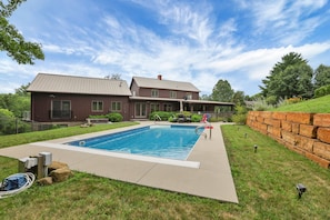 Beautiful heated pool and deck area.
