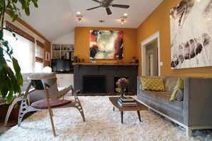 Highly curated living space w/vintage and modern furniture &  contemporary art