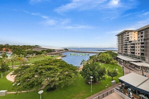 Enjoy sparkling waterfront views from the balcony.