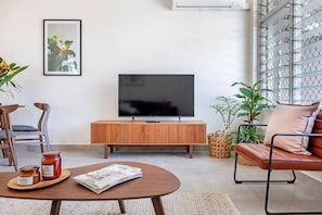 Kick back and relax in the spacious living area, complete with a comforting ambience. Stay cool or cosy with the convenient split-system air conditioning unit.