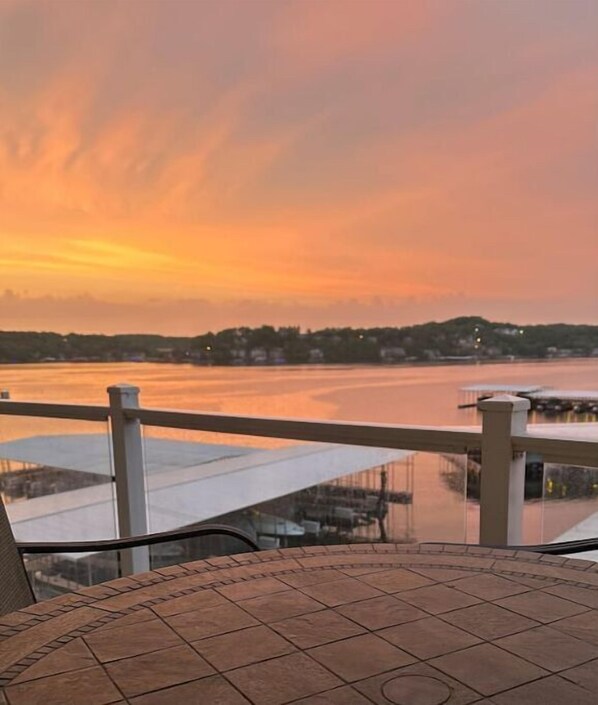 Enjoy main channel views from your patio with glass rails for unobstructed views