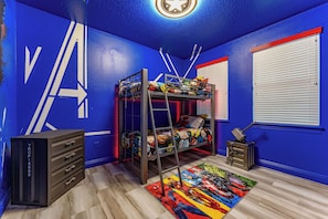 Avengers theme room. Twin size bunk bed 