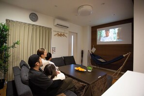Each room is equipped with a projector