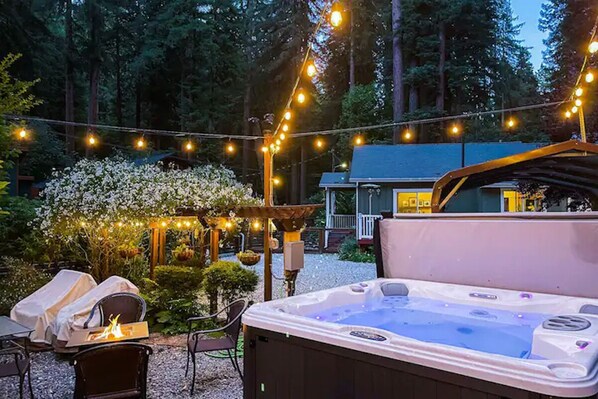 Fire pit and Hot tub