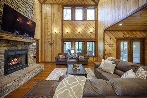 Main Living Room-cozy up around the fire and watch your favotire movie!