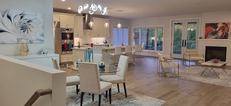 Main floor open living, dining, kitchen