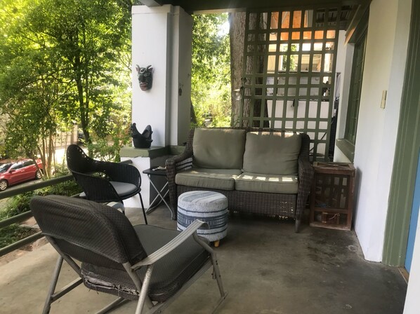 a porch to observe birds and people
