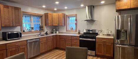 Renovated kitchen with stainless appliances