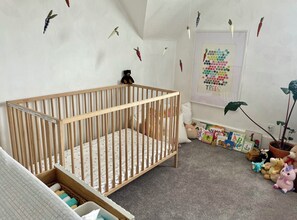 Plush (CLEAN!) carpet throughout the whole bedroom. Additional toys in closet.