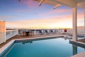 Relax in the spacious pool area
