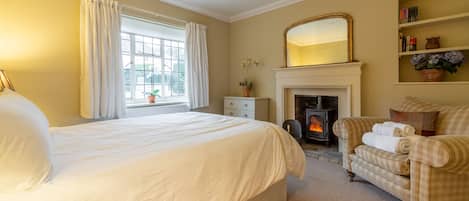 Higham Place Lodge: Bedroom two with wood burning stove