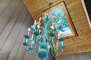 Chandelier and skylight over front entrance