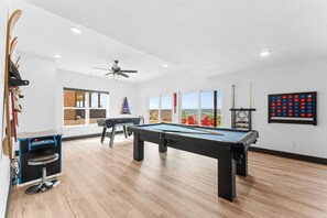 Foosball, Arcade, Bean Bag Toss, Hook 21, 8' Pool Table, Foosball, Shuffleboard