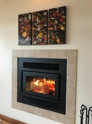 Wood burning fireplace in main floor living room. Firewood provided. Roku tv's