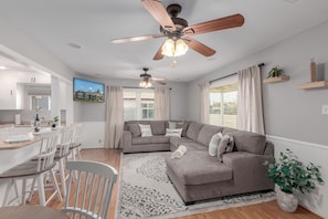 Our living room exudes a welcoming atmosphere.