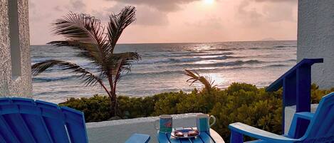 Enjoy an amazing sunrise from your private beachside patio!