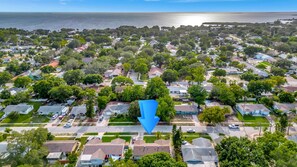 Aerial view of a neighborhood