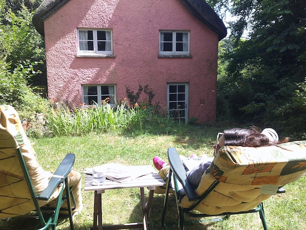 Relaxing on the lawn