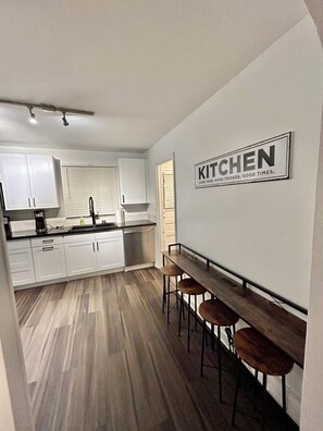 New white cabinetry with slow close doors! New stainless steel appliances! 