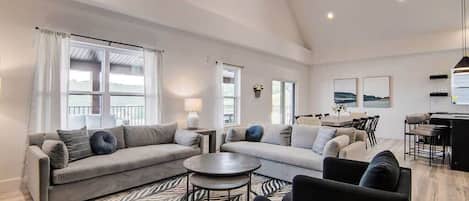 The spacious living room is ready to host your large group!
