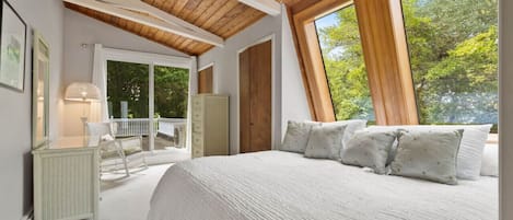 Relax and Recharge is the upstairs bedroom outfitted with a Queen bed and plenty of space to unpack!