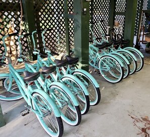 Beach cruisers for you to use while you stay with us.