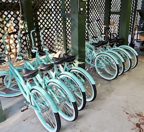 Beach cruisers for you to use while you stay with us.