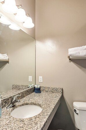 Room 301 Bathroom: large vanity, walk-in shower
