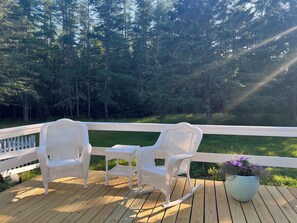 The new deck in the morning light.