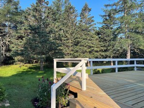 The new deck in the morning light.