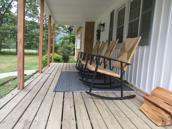 Front Porch with 4 Rocking Chairs