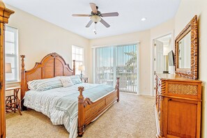 Sleep like royalty in our comfy master bedroom featuring a plush king-size bed