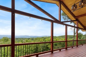 Large Covered Deck with Long Range Mountain Views