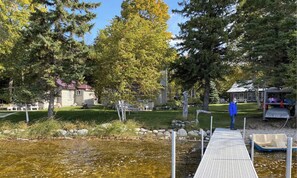 view of all three cabins from dock