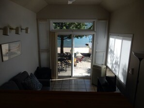 Living room facing lake