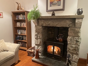 Fireplace and bookcase