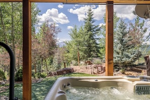 Serene views from the hot tub located right outside the lower-level.
