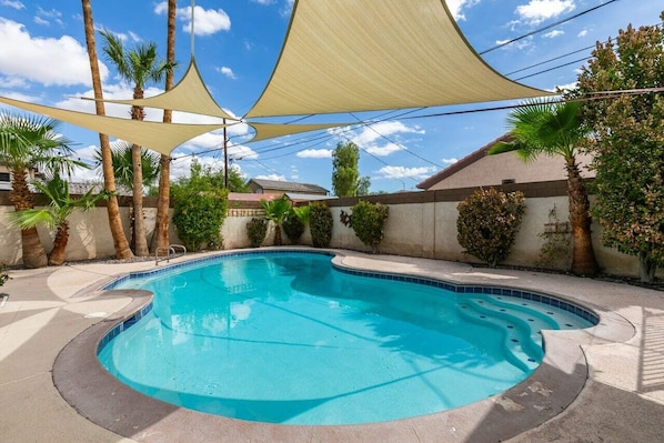 Pool is accessible from both the Master bedroom and living room