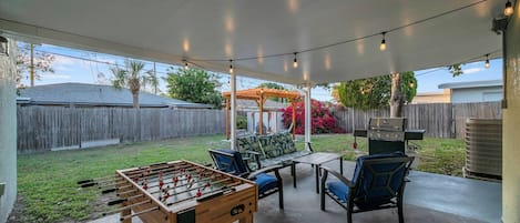 Enjoy the Privacy of the Backyard Retreat - Complete with BBQ Gas Grill, Covered Lounge Area, and Foosball Table