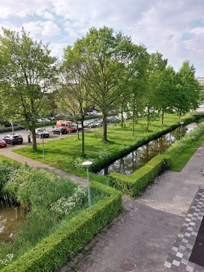 View from bedroom to street